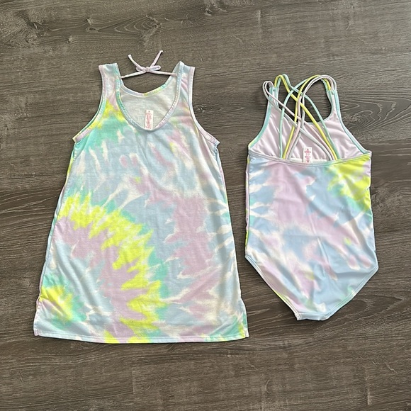 Justice One Piece Swimsuit & Coverup Size 10 M - Picture 7 of 10